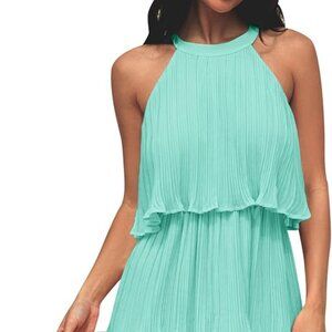 Beautiful summer dress 100% polyester, pretty light teal color, NEW without tags